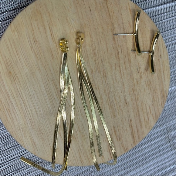 Kopen Australia - Gold Costume Long Tassel Statement Earrings Chain Drop - Picture 4 of 4